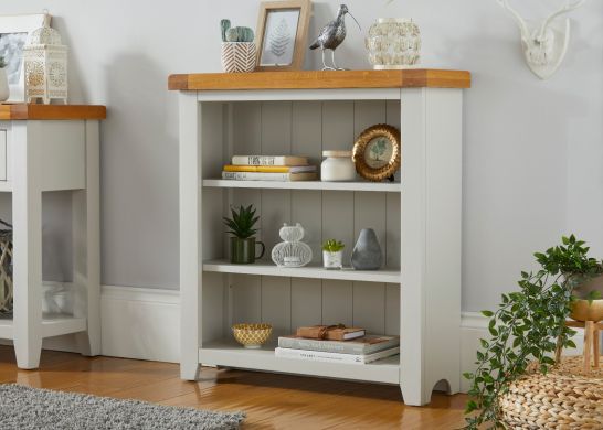 Cheshire Grey Painted Low Oak Bookcase