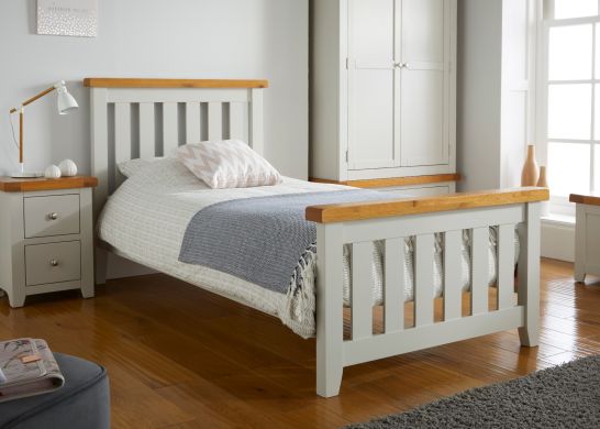 Cheshire Grey Painted Slatted Oak 3 Foot Single Childrens Bed