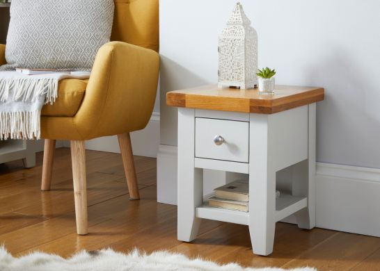 Cheshire Grey Painted Oak Lamp Table with Drawe
