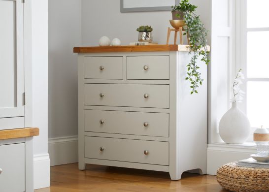 Cheshire Grey Painted Oak 2 Over 3 Chest of Drawers