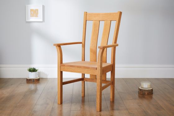 Churchill Solid Oak Carver Dining Chair - 10% OFF CODE SAVE