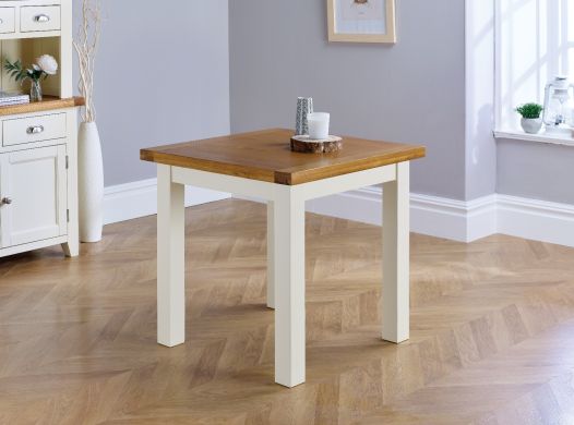 Country Oak 80cm Cream Painted Square Oak Dining Table / Desk - 20% OFF SPRING SALE