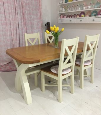 Country Oak 2.8m X Leg Double Extending Large Cream Painted Table customer review photo
