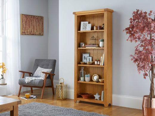 Country Oak Tall Bookcase with Shelves