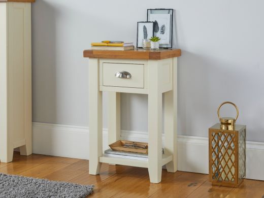 Country Cottage Cream Painted Oak Telephone Table with drawer