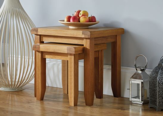 Country Oak Nest of Two Tables - SPRING SALE