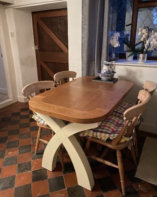 Country Oak 1.3 to 1.8m Cream Painted Extending Dining Table customer review photo 1