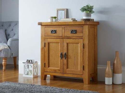 Country Oak 80cm Small Compact Sideboard for storage