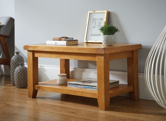 Country Oak Coffee Table with Shelf - WINTER SALE