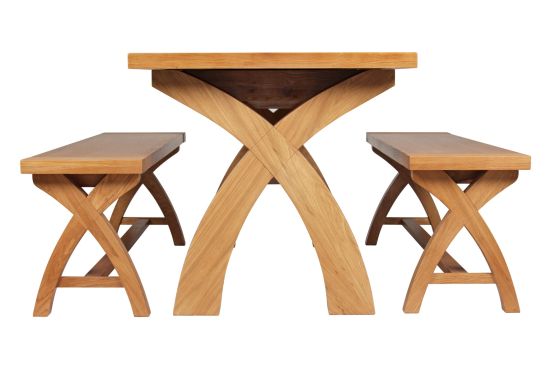 oak table and bench set