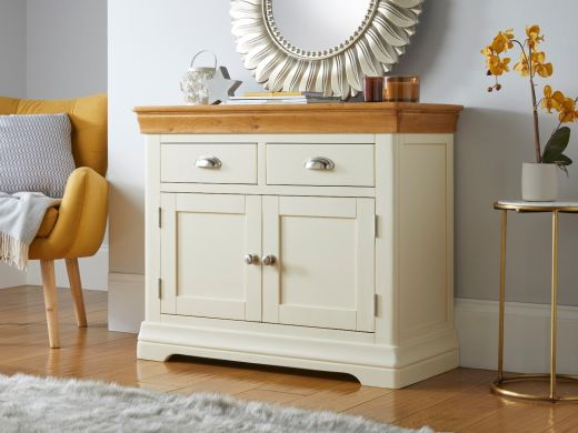 Farmhouse 100cm Cream Painted Oak Sideboard Hallway Storage