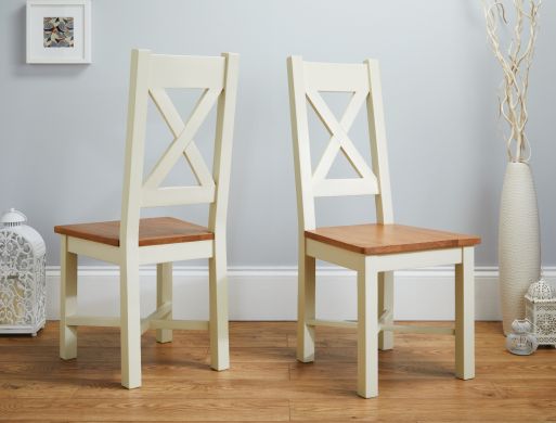 Grasmere Cross Back Cream Painted Chair With Solid Oak Seat - 10% OFF SPRING SALE