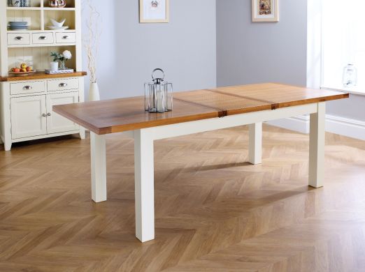 Country Oak 230cm Butterfly Extending Cream Painted Dining Table - SPRING SALE