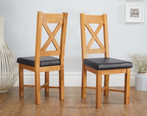 Grasmere Oak Dining Chair with Black Leather Seat - 10% OFF SPRING SALE