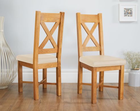 Grasmere Oak Chair with Cream Leather Seat - 10% OFF SPRING SALE