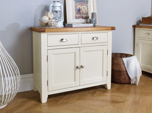 Country Cottage 100cm Cream Painted Oak Sideboard - 10% OFF SPRING SALE