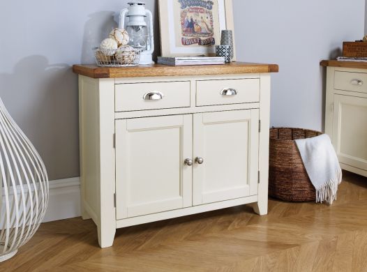 Country Cottage 100cm Cream Painted Assembled Oak Sideboard - 10% OFF SPRING SALE