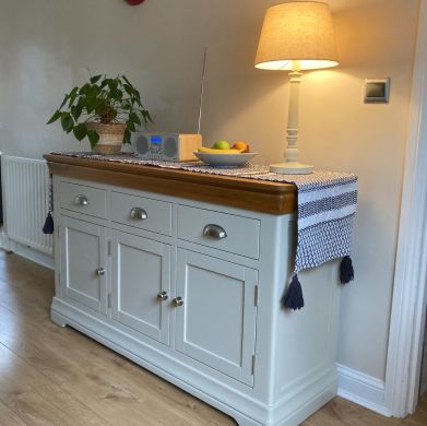 Farmhouse 140cm Putty Grey Painted Oak Sideboard