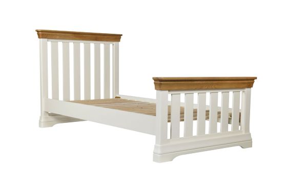 Farmhouse Country Oak Cream Painted 3 Foot Single Bed Slatted Design - 10% OFF CODE SAVE