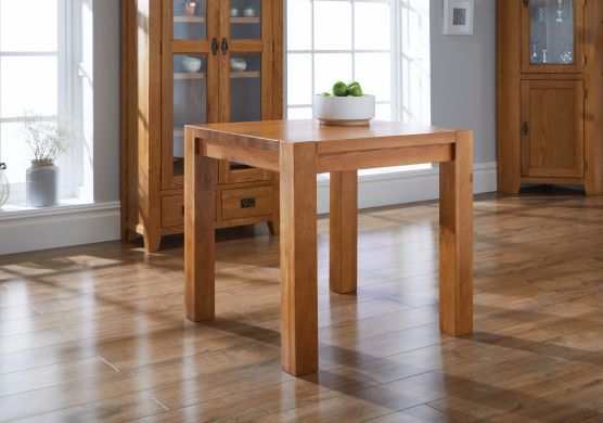 Country Oak 80cm Square Chunky Corner Leg Small Dining Table / Desk - 10% OFF WINTER SALE