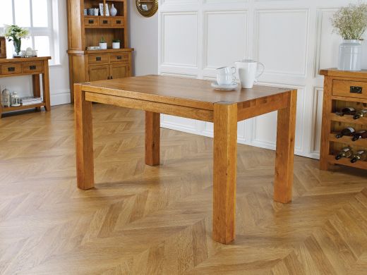 Solid Oak 130cm Chunky Corner Leg Country Oak Dining Table / Desk - WINTER SALE
