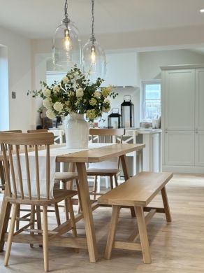 Doveridge 180cm Whitewash Limed Oak Trestle Table - Photo taken by @ash.house.33 on Instagram as part of a collaboration