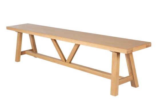 Doveridge 220cm Whitewash Limed Oak Large Trestle Dining Bench