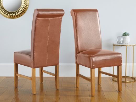 Emperor Mocha Brown Leather Dining Chairs