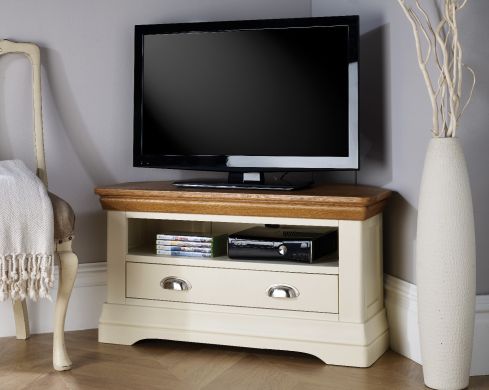 Farmhouse Cream Painted Assembled Corner TV Unit - 10% OFF CODE SAVE