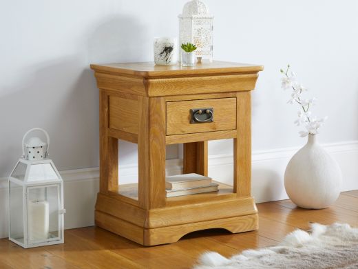 Farmhouse 1 Drawer Oak Bedside Table