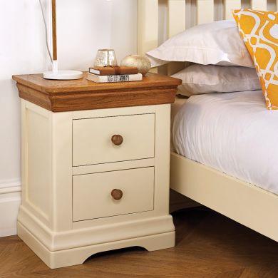 Farmhouse Country Oak Cream Painted Bedside Table - 10% OFF CODE SAVE