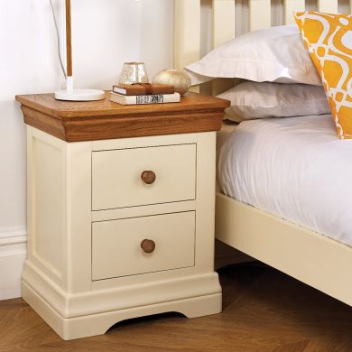 Farmhouse Country Oak Cream Painted Bedside Table - 10% OFF SPRING SALE