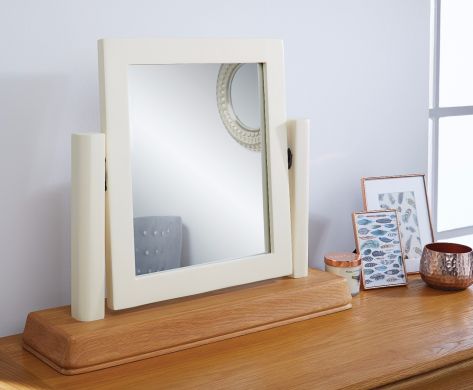 Farmhouse Country Oak Cream Painted Dressing Table Mirror - SPRING MEGA DEAL