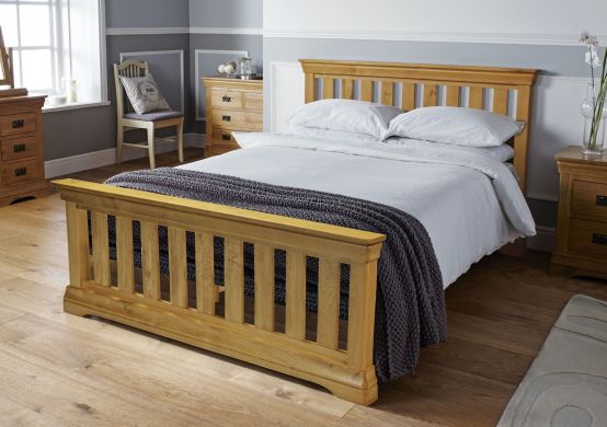 Farmhouse Country Oak Slatted 4ft 6 Inches Double Bed - 10% OFF SPRING SALE