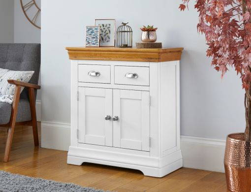 Farmhouse White Painted Small 80cm Oak Sideboard