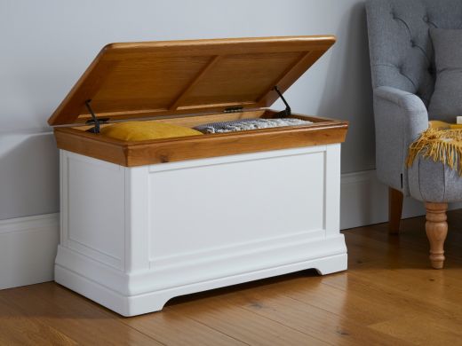 Farmhouse White Painted Oak Blanket Box