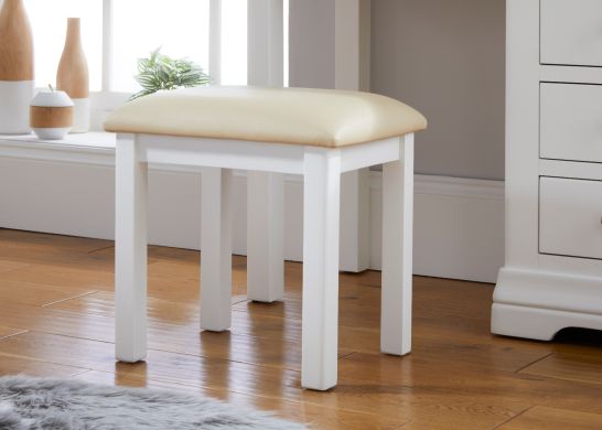 Farmhouse White Painted Oak Dressing Table Stool