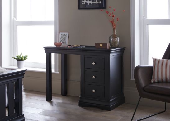 Toulouse Black Painted Single Pedestal Dressing Table - professional photo