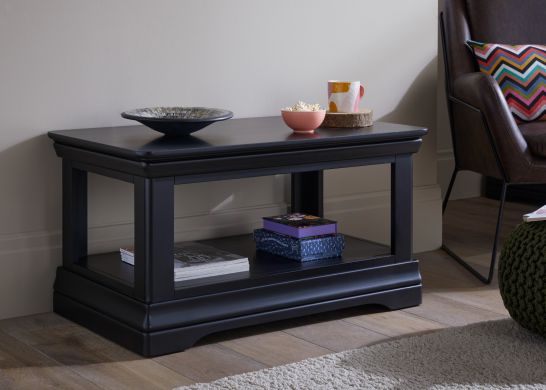Toulouse Black Painted Coffee Table with Shelf professional photo