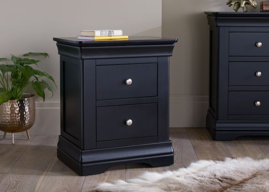 Toulouse Black Painted 2 Drawer Bedside Table professional photo