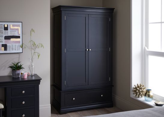 Toulouse Black Painted Double Wardrobe with Drawer professional photo