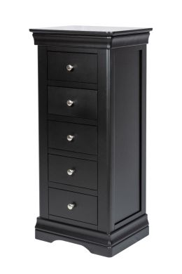 Toulouse Black Painted 5 Drawer Tallboy Chest of Drawers 