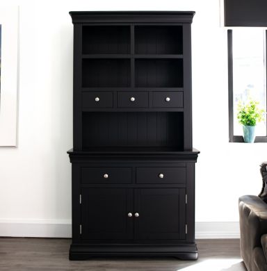 Toulouse Black Painted 100cm Buffet and Hutch Dresser Display Unit