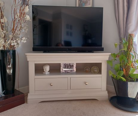 Toulouse Grey Painted TV Unit 2 Drawers in living room