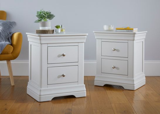  Pair of Toulouse Grey 2 drawer bedside tables