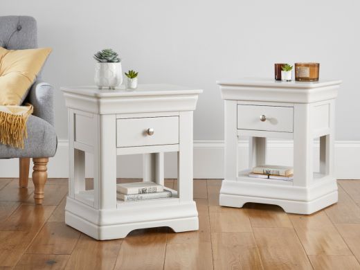 Pair of Toulouse Grey 1 drawer bedside tables - set deal