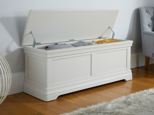 Toulouse Grey Painted Large Blanket Storage Box