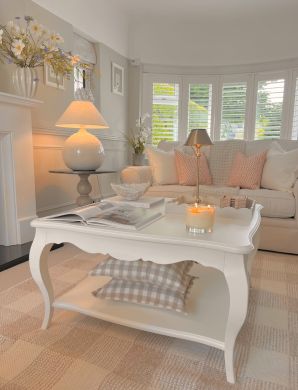 Chamonix French Inspired 90cm Square Brilliant White Painted Assembled Coffee Table - Photos taken by @homeonethehey on Instagram from a recent collaboration