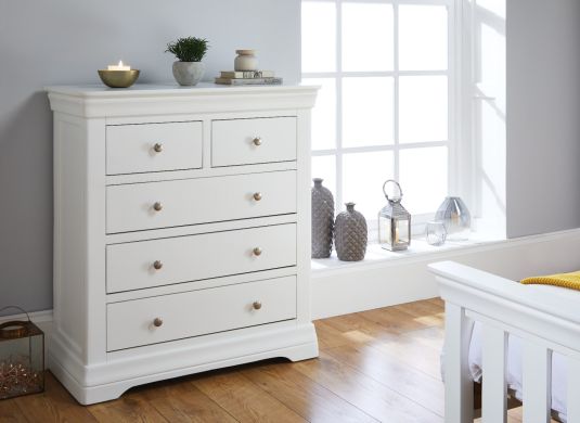 Toulouse White Painted 2 Over 3 Chest of Assembled Drawers - 10% OFF CODE SAVE