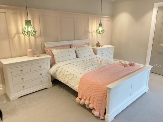 Toulouse White Painted 5 Foot King Size Bed photo taken by @thepennrenovation on Instagram